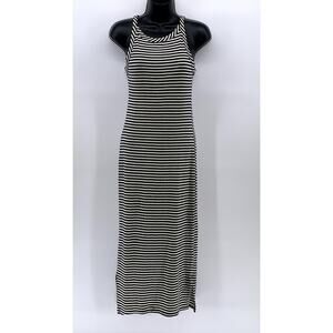 DESIGN LAB LORD & TAYLOR Women's Navy-White Striped Crewneck Maxi Dress SZ XS